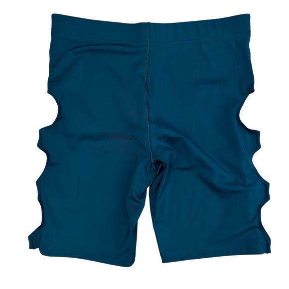 Savage X Fenty Teal Cut Out Bike Shorts with Gold “X” Hardware – Size L - Picture 3 of 6